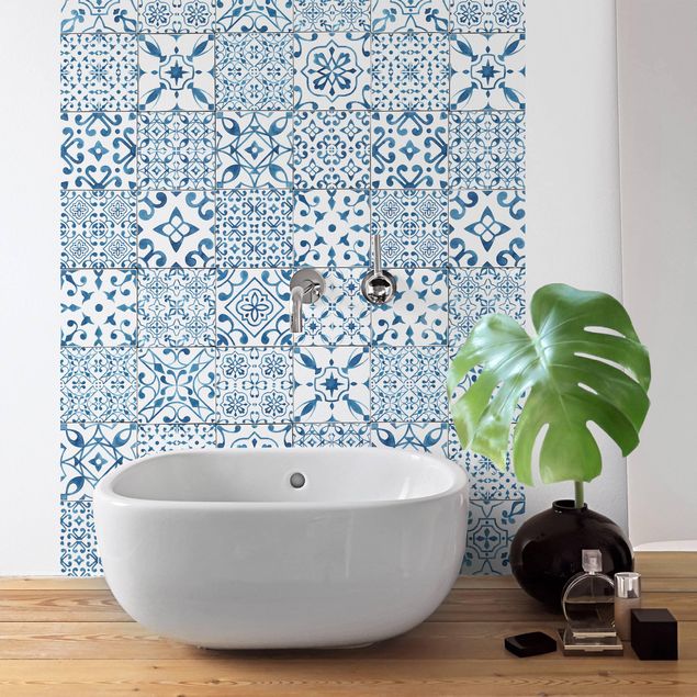 Adhesive films window sill Patterned Tiles Blue White