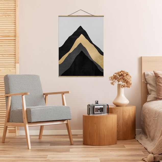 Canvas art Golden Mountain Black White