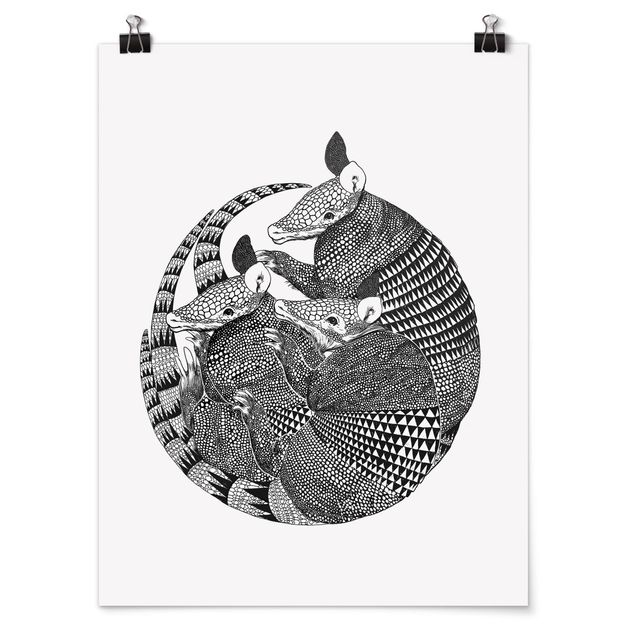 Animal canvas Illustration Armadillos Black And White Pattern