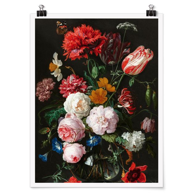Art posters Jan Davidsz De Heem - Still Life With Flowers In A Glass Vase