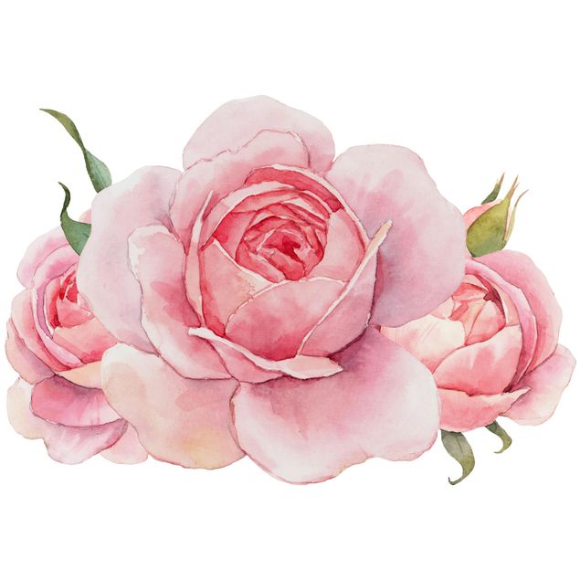Plant wall decals Watercolour Pink Rose XXL