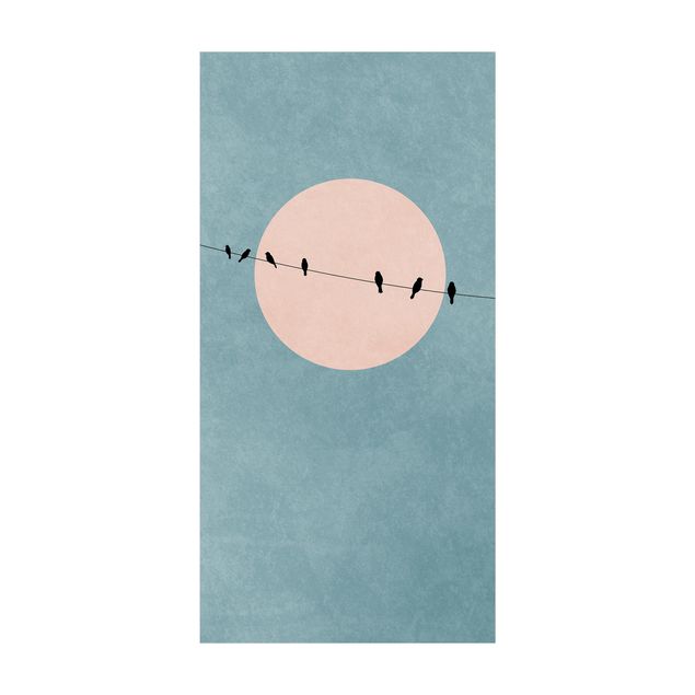 modern area rugs Birds In Front Of Pink Sun I
