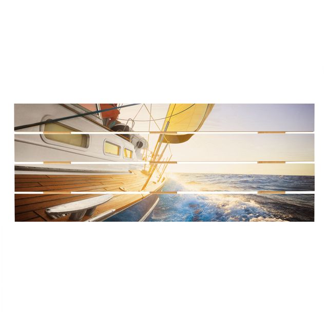 Prints Sailboat On Blue Ocean In Sunshine