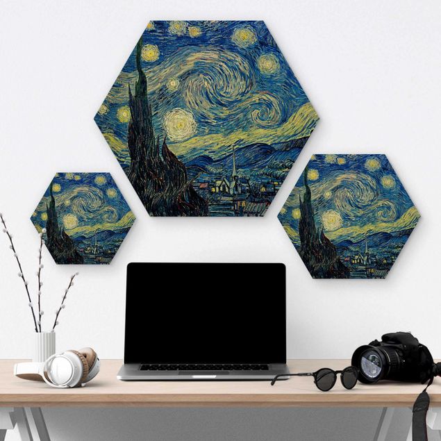 Prints on wood Vincent Van Gogh - The Starry Night