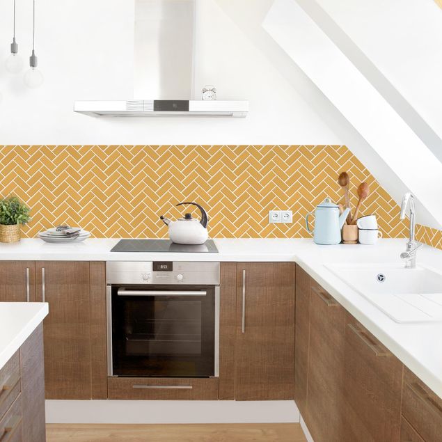 Kitchen splashback tiles Fish Bone Tiles - Orange