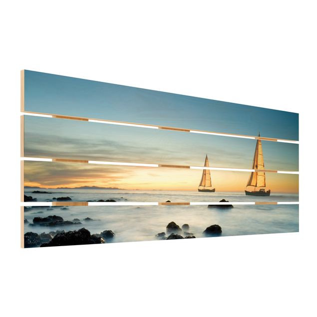 Prints on wood Sailboats On the Ocean