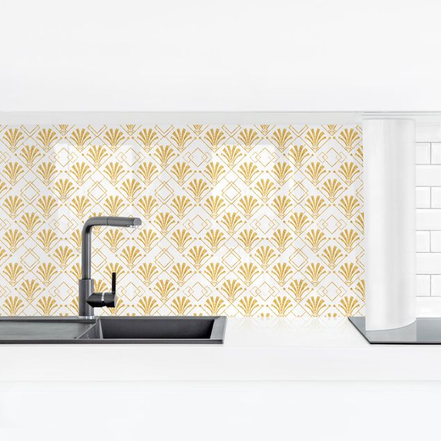 Kitchen splashback patterns Glitter Optic With Art Deco Pattern In Gold