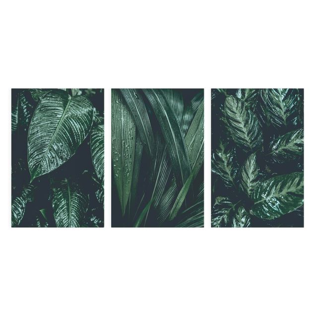 Green canvas wall art Leaves In The Rain