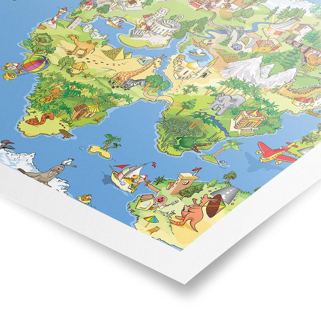 Prints blue Great and Funny Worldmap
