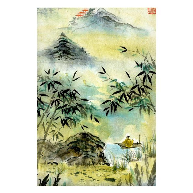Prints landscape Japanese Watercolour Drawing Bamboo Forest