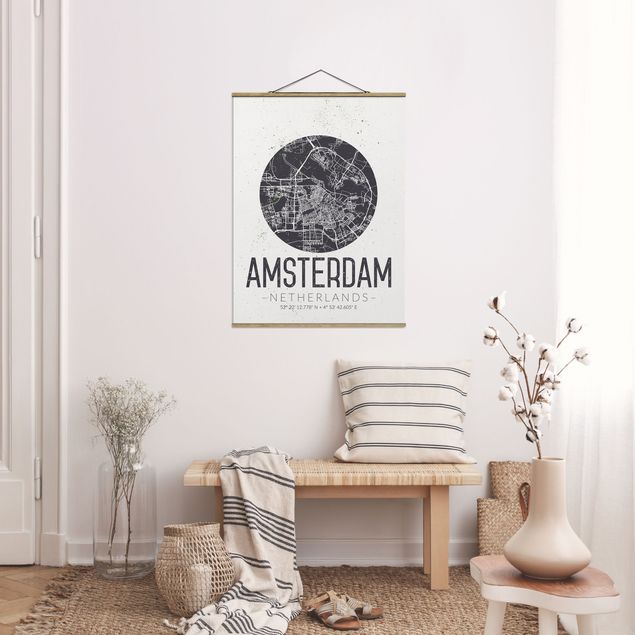 Prints vintage Amsterdam City Map - Retro