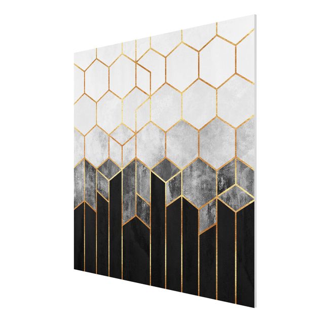 Prints abstract Golden Hexagons Black And White