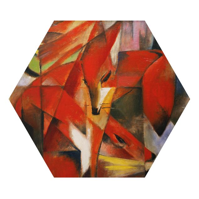 Red canvas wall art Franz Marc - Foxes