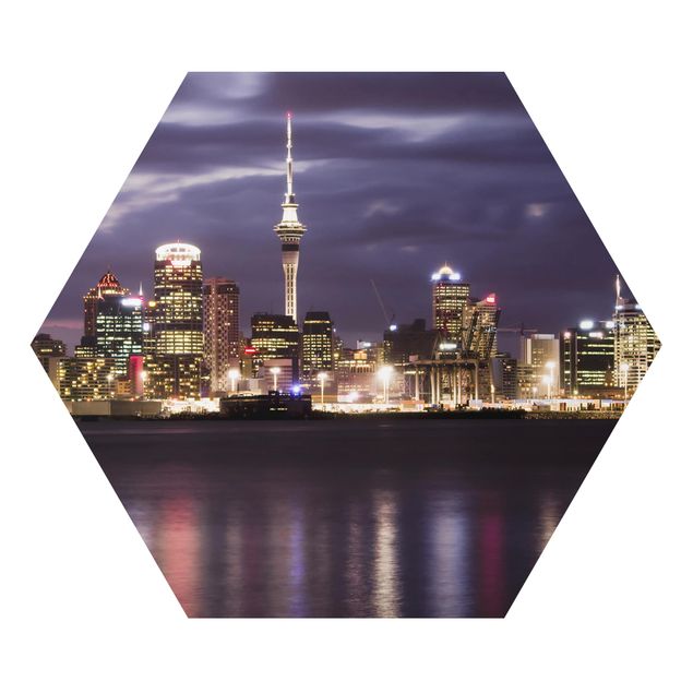 Purple canvas wall art Auckland At Night