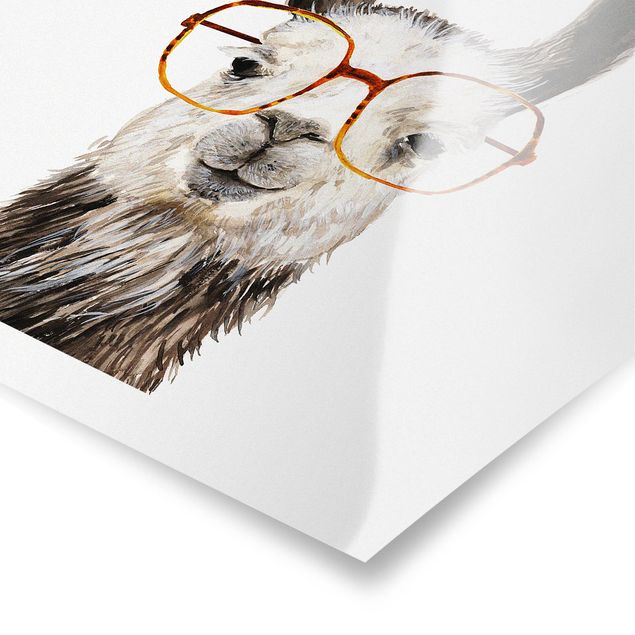 Posters animals Hip Lama With Glasses IV