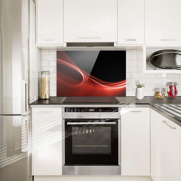 Glass splashback abstract Red Wave