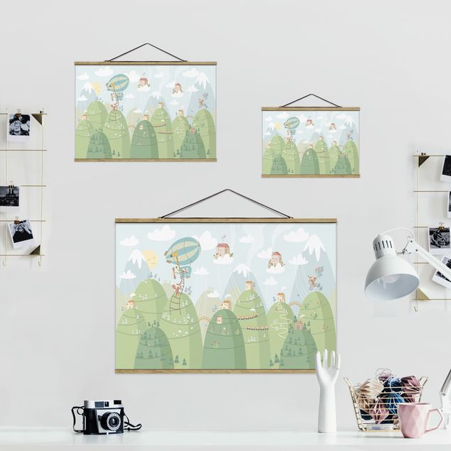 Animal wall art Forest With Houses And Animals