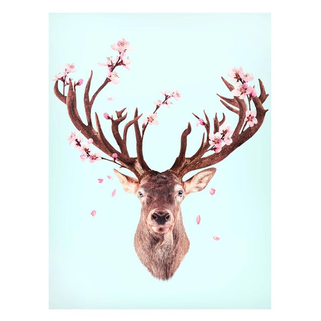 Deer prints Deer With Cherry Blossoms