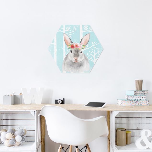 Art posters Watercolor Rabbit Turquoise