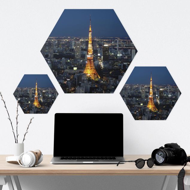 Hexagonal prints Tokyo Tower