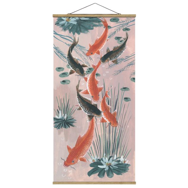 Floral canvas Asian Art Kois In The Pond I