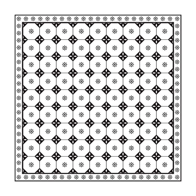 modern area rugs Geometrical Tiles Cottage Black And White With Border