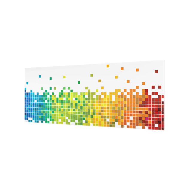 Glass Splashback - Pixel Rainbow - Panoramic
