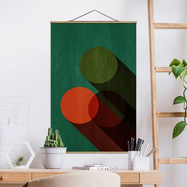 Kitchen Abstract Shapes - Circles In Green And Red