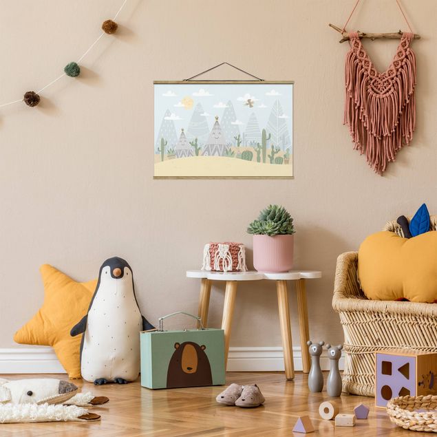 Child wall art Tepee With Cacti