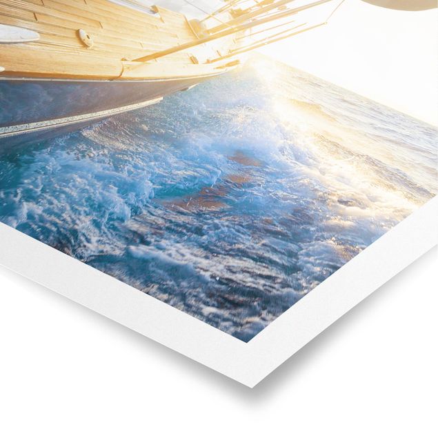 Modern art prints Sailboat On Blue Ocean In Sunshine