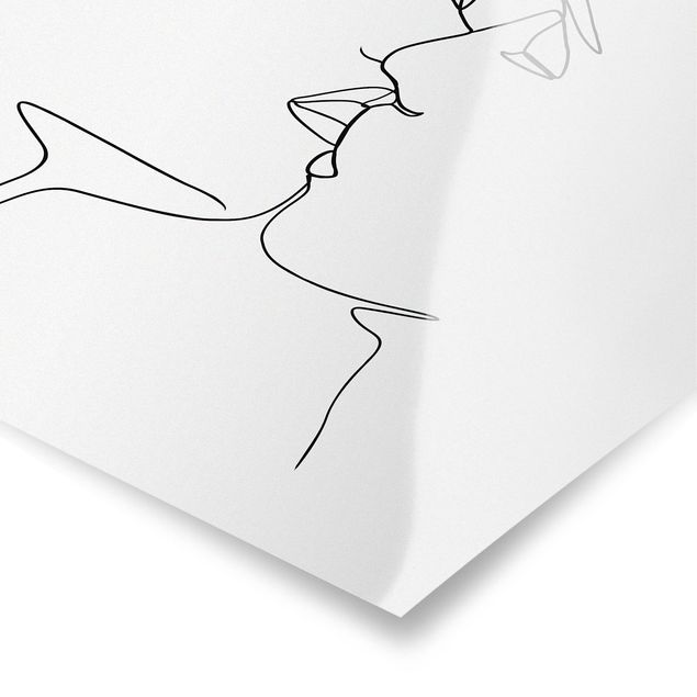 Prints black and white Line Art Kiss Faces Black And White