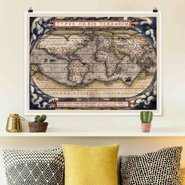 Kitchen Historic World Map Typus Orbis Terrarum