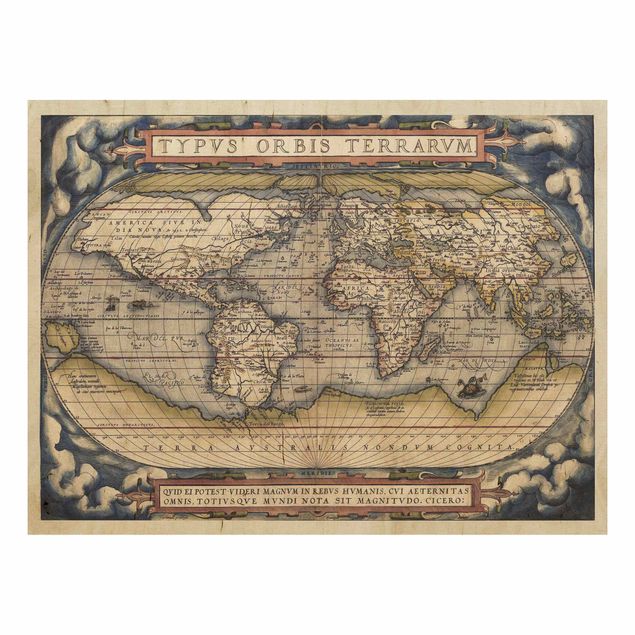 Vintage wood prints Historic World Map Typus Orbis Terrarum