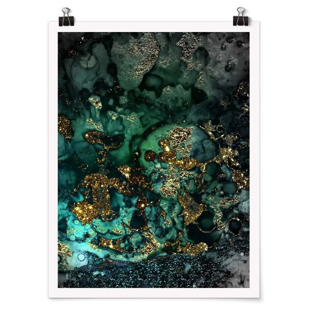 Sea life prints Golden Sea Islands Abstract
