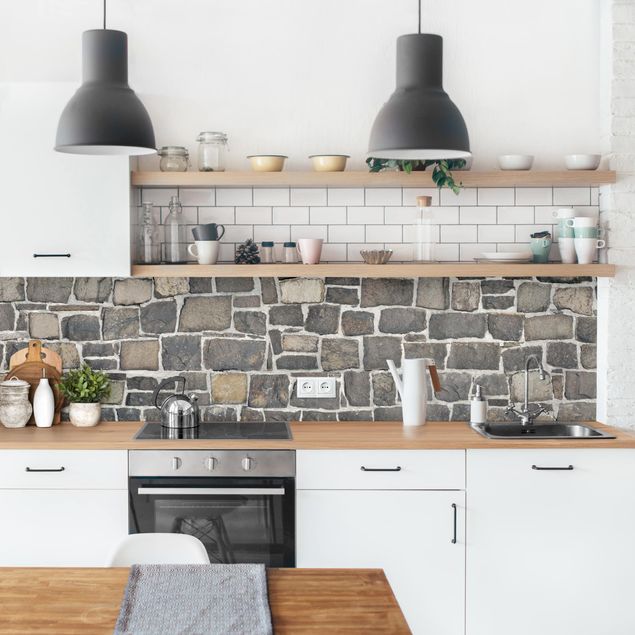 Kitchen splashback patterns Quarry Stone Wallpaper Natural Stone Wall