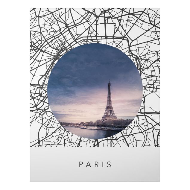 Paris art prints Map Collage Paris