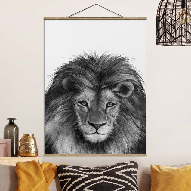 Kitchen Illustration Lion Monochrome Painting