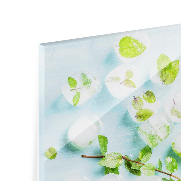 Glass Splashback - Ice Cubes With Mint Leaves - Landscape 2:3