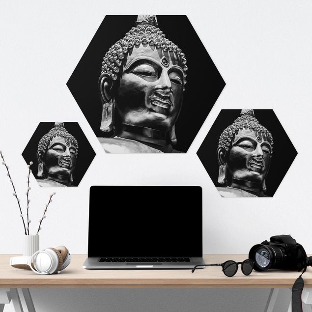 Hexagon photo prints Buddha Statue Face