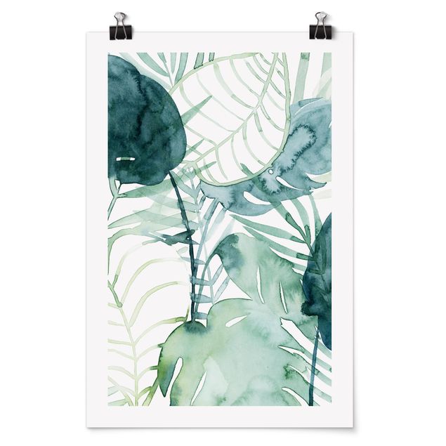 Modern art prints Palm Fronds In Water Color II