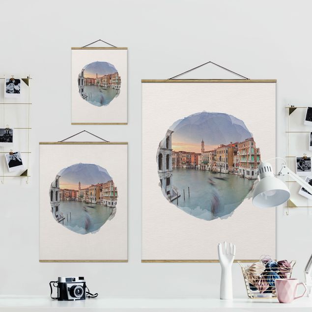 Prints WaterColours - Grand Canal View From The Rialto Bridge Venice