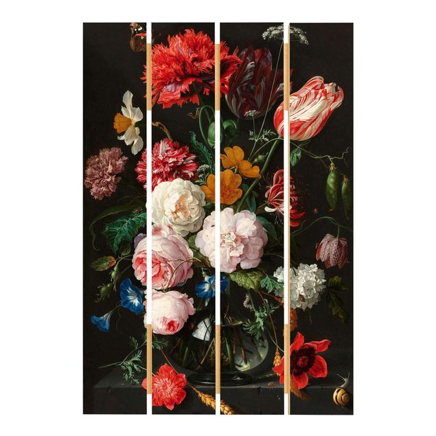 Vintage wood prints Jan Davidsz De Heem - Still Life With Flowers In A Glass Vase