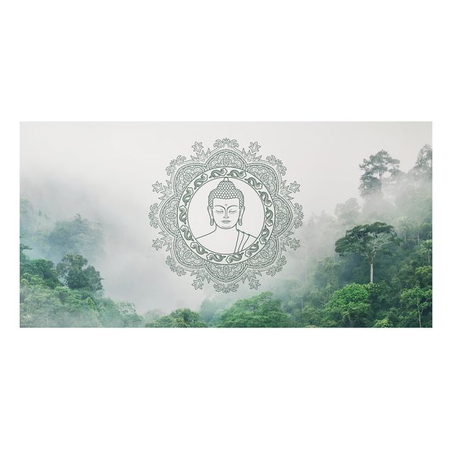 Mountain art prints Buddha Mandala In Fog