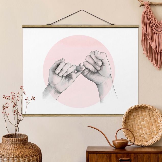 Kitchen Illustration Hands Friendship Circle Pink White