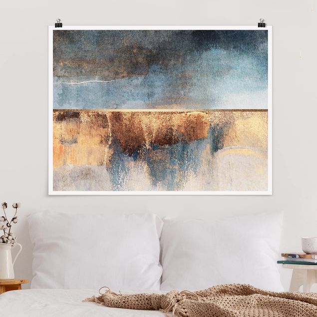 Art prints Abstract Lakeshore In Gold
