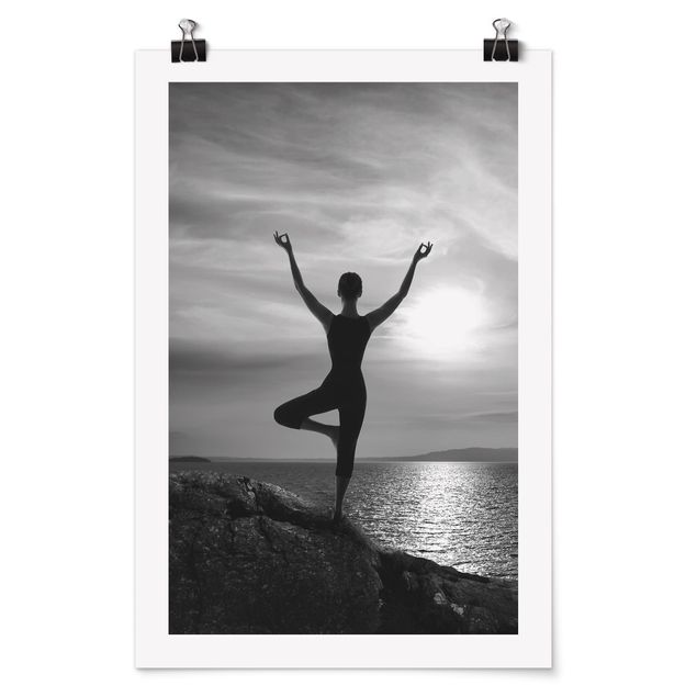 Black and white poster prints Yoga white black