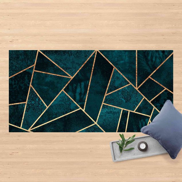 outdoor mat Dark Turquoise With Gold