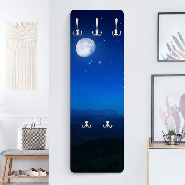 Wall mounted coat rack landscape A Wish At Full Moon