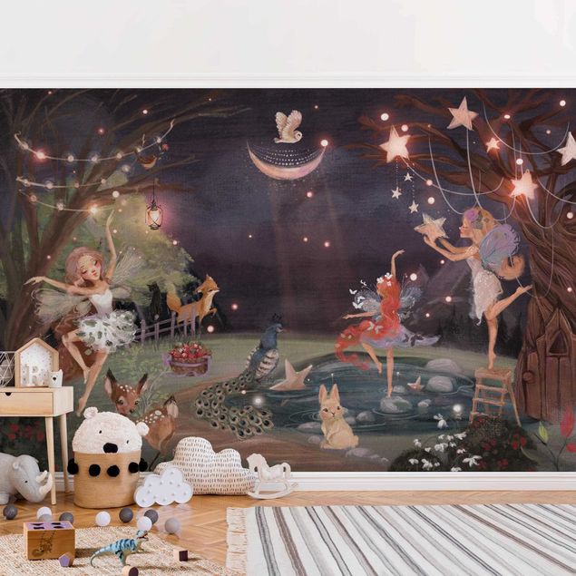 Nursery decoration At Night In A Garden With Fairies
