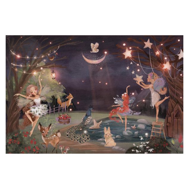 Self adhesive wallpapers At Night In A Garden With Fairies